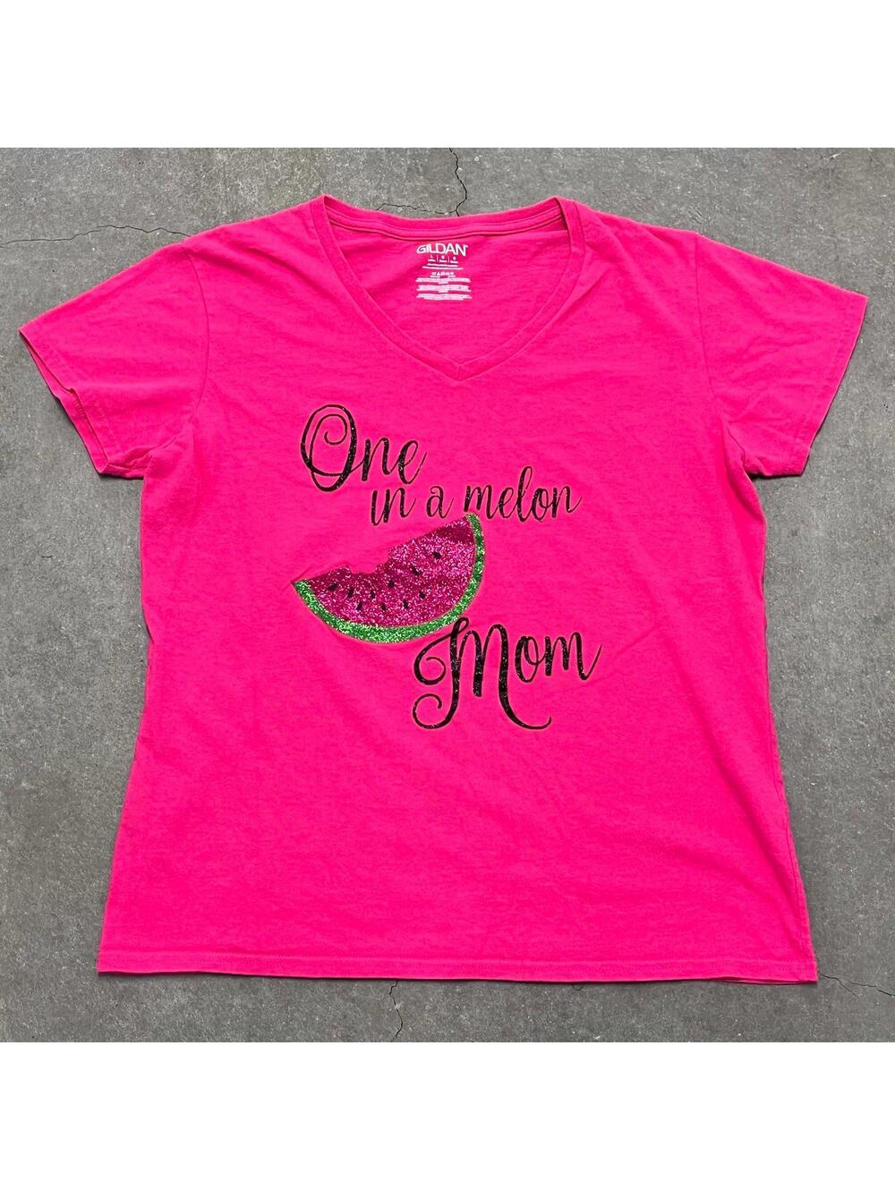 Gildan One in a Melon Mom V Neck Top Shirt